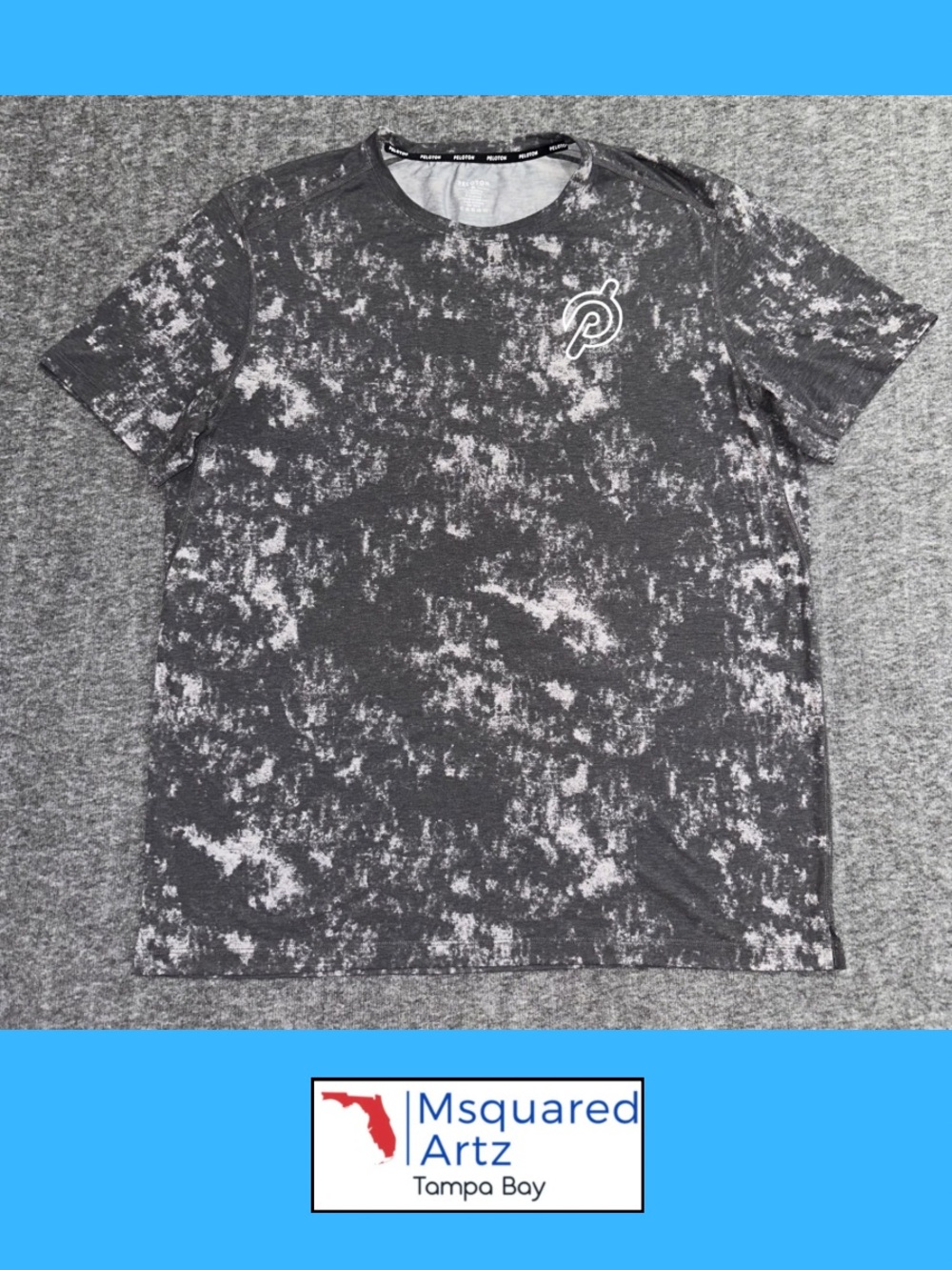 Peloton Athletic Performance Shirt Gray Marble Print Activewear Men XL